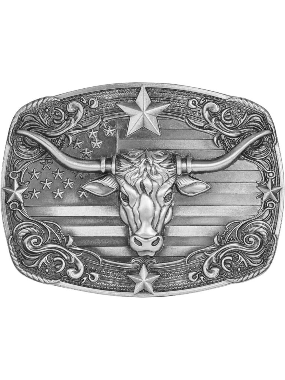 Unisex 1 Silver Longhorn Vintage Longhorn Bull Texas Cowboy Belt Buckle